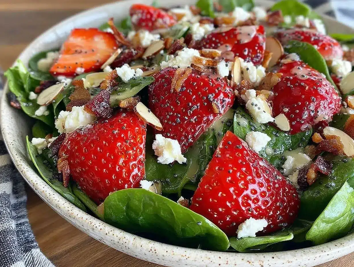 fresh strawberry spinach salad preparation steps
