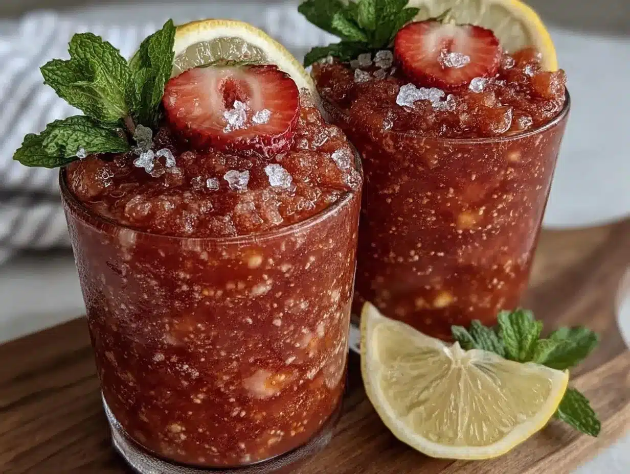 frozen strawberry lemonade slushies preparation steps