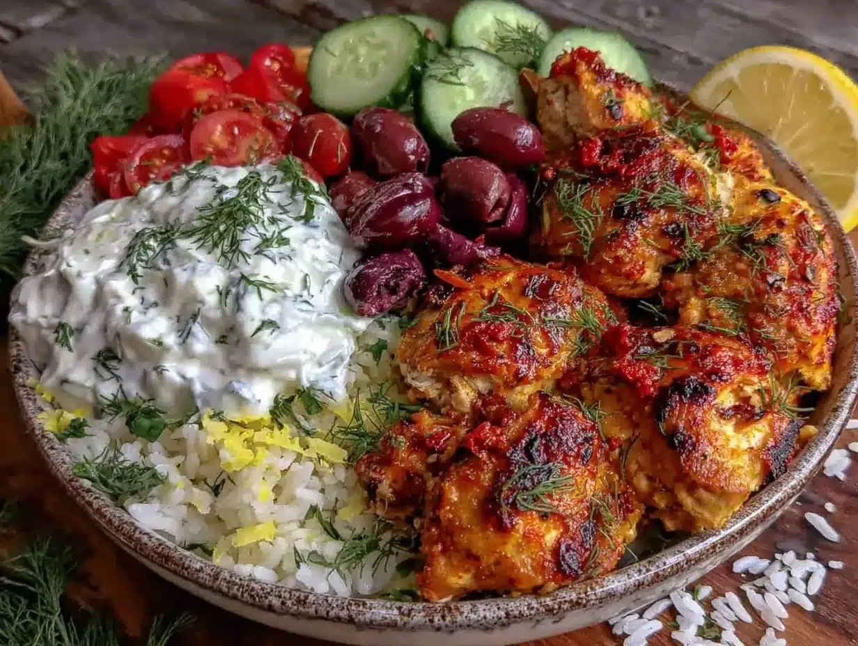 Greek chicken bowls preparation steps