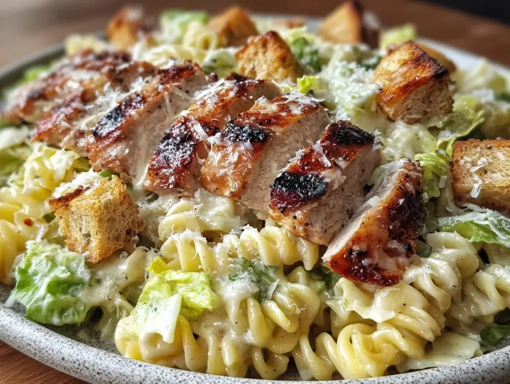 grilled chicken caesar pasta - featured image