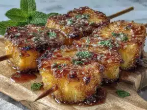 grilled pineapple brown sugar kebabs - featured image