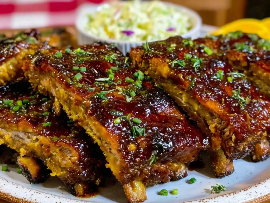 nectarine bourbon BBQ glazed ribs - featured image