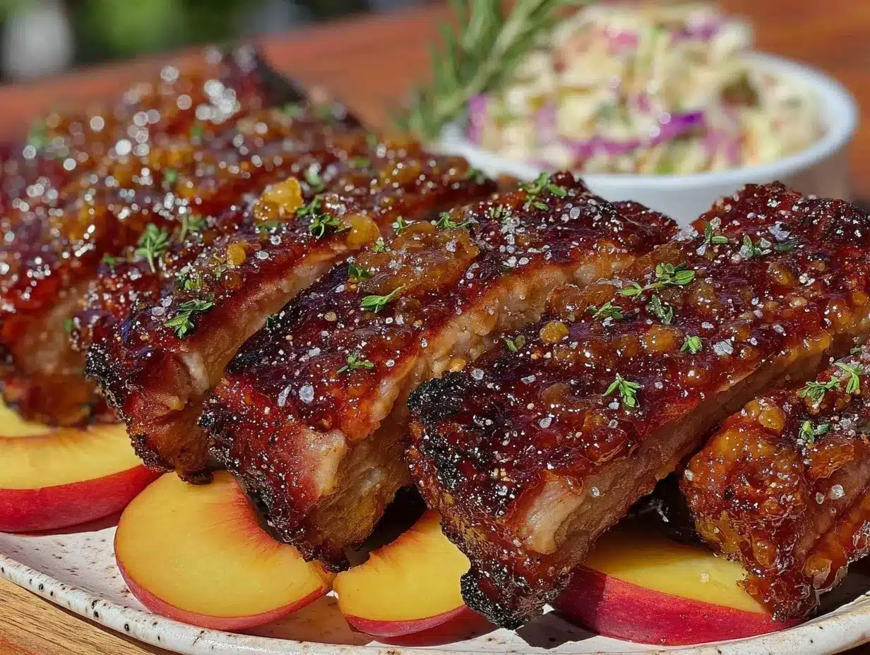 nectarine bourbon BBQ glazed ribs preparation steps