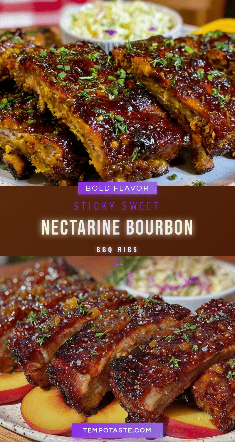 nectarine bourbon BBQ glazed ribs recipe