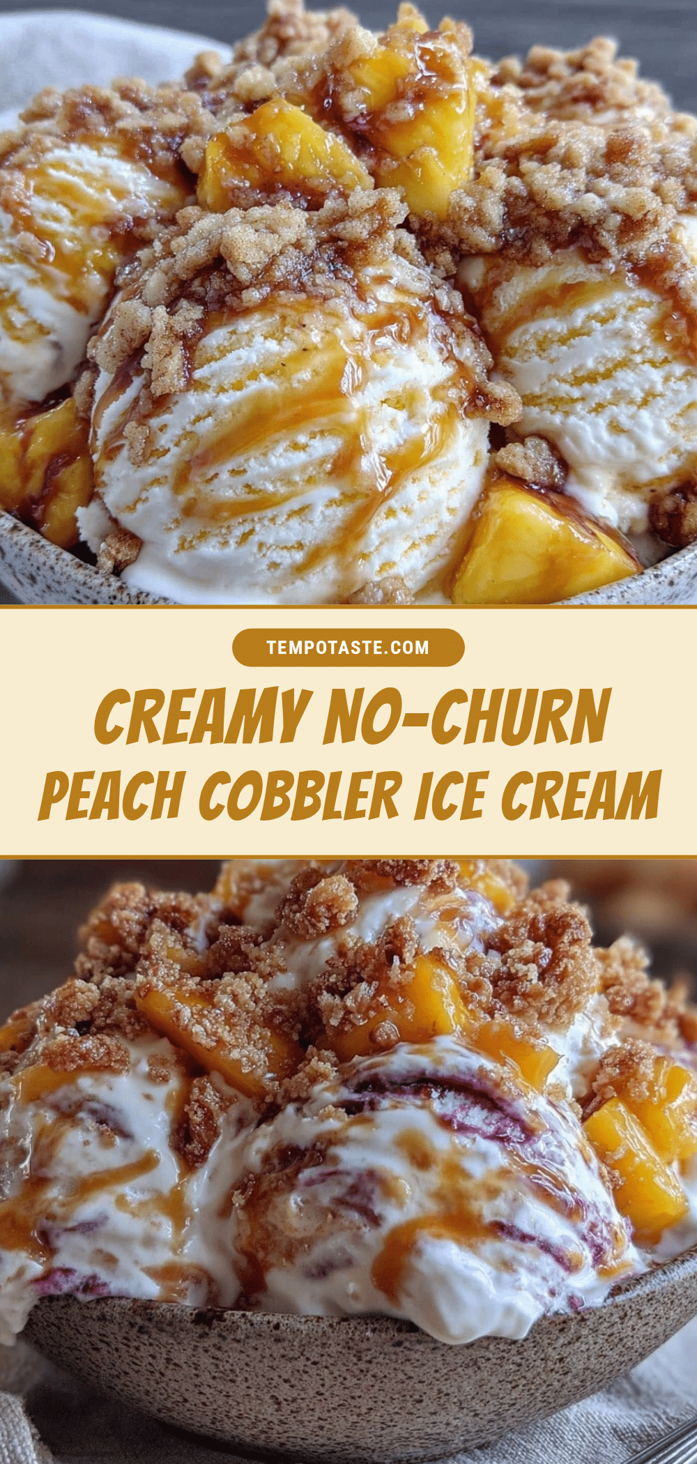 no-churn peach cobbler ice cream recipe