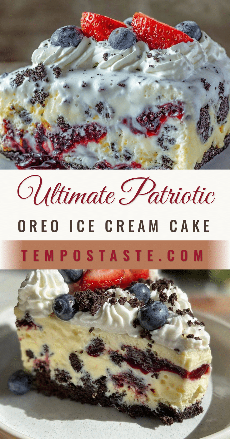 patriotic ice cream cake with oreo layers recipe