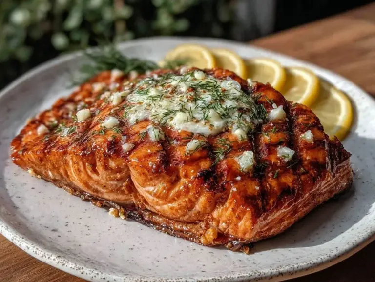 perfect baked salmon with lemon dill butter - featured image