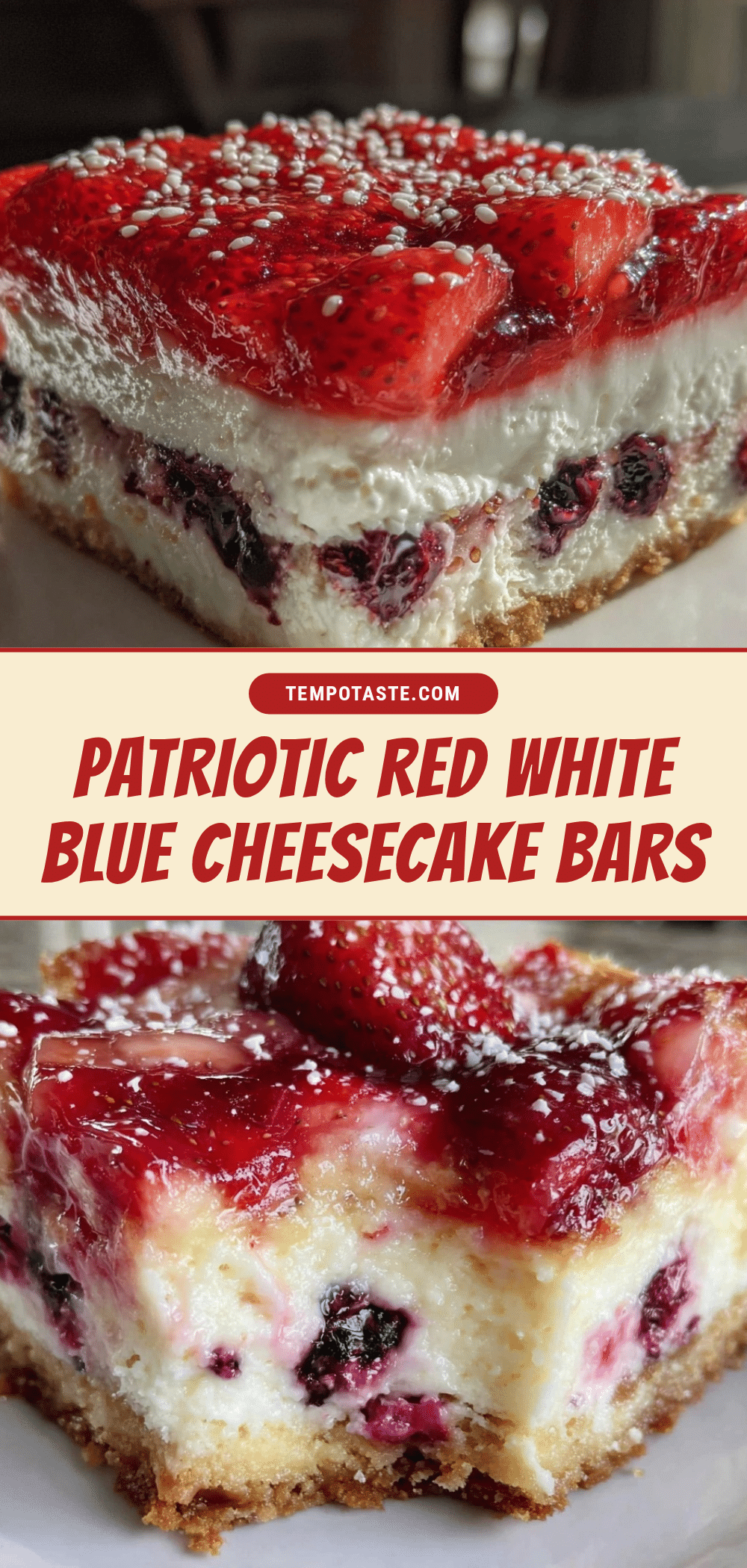 red white and blue layered cheesecake bars recipe