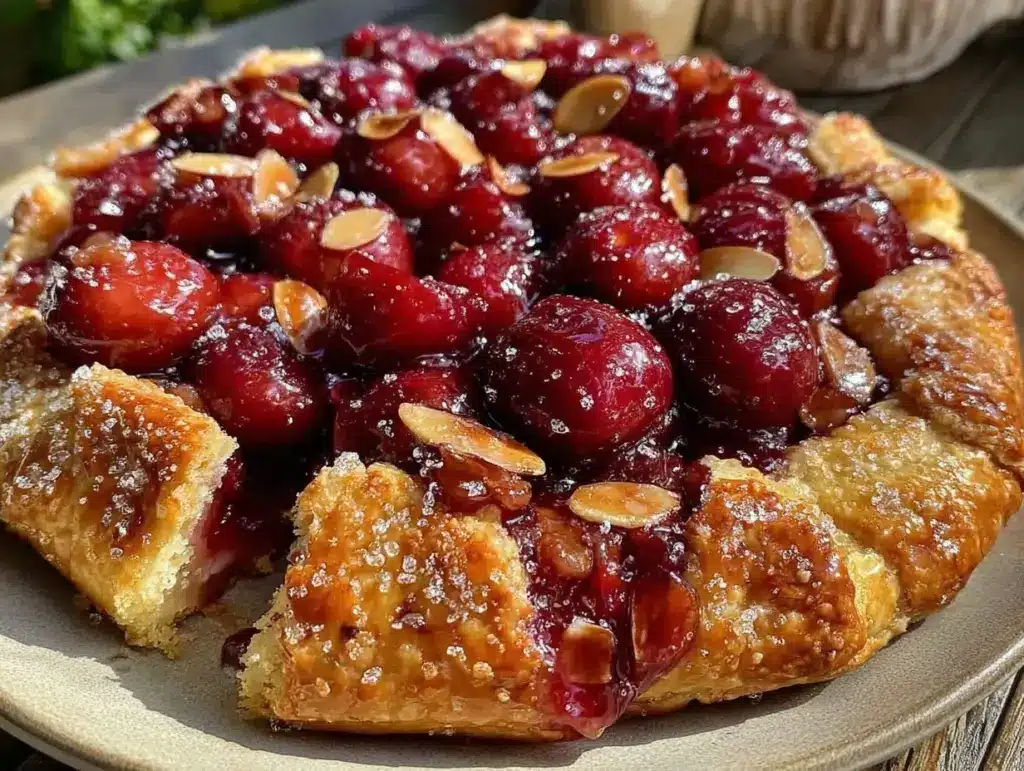 rustic sour cherry almond galette - featured image