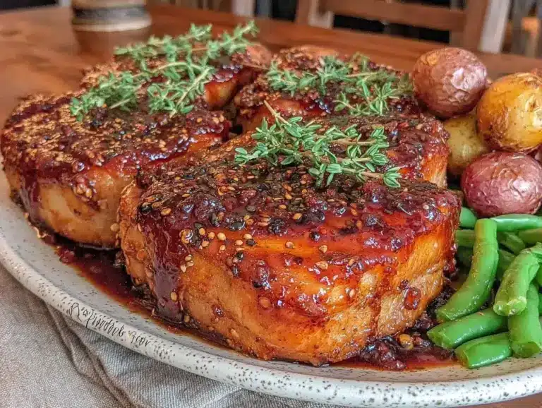 savory maple mustard glazed pork chops - featured image