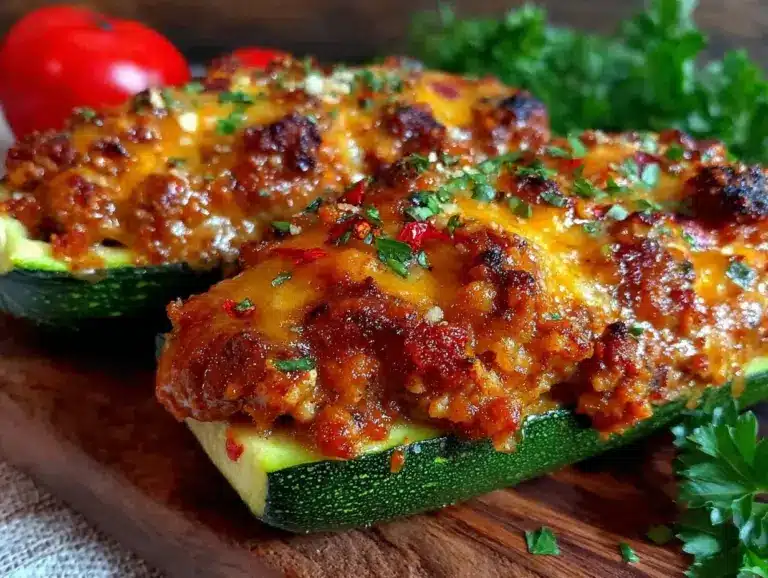 stuffed zucchini boats with ground turkey and cheese - featured image