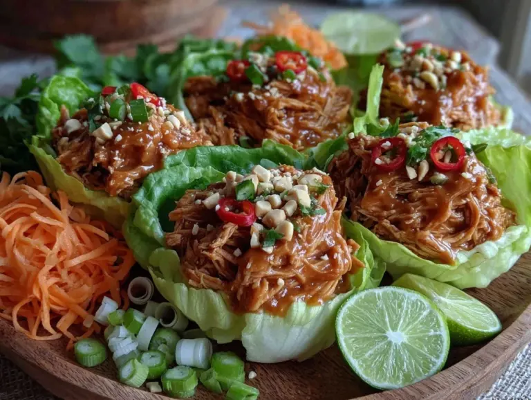 thai peanut chicken lettuce wraps - featured image