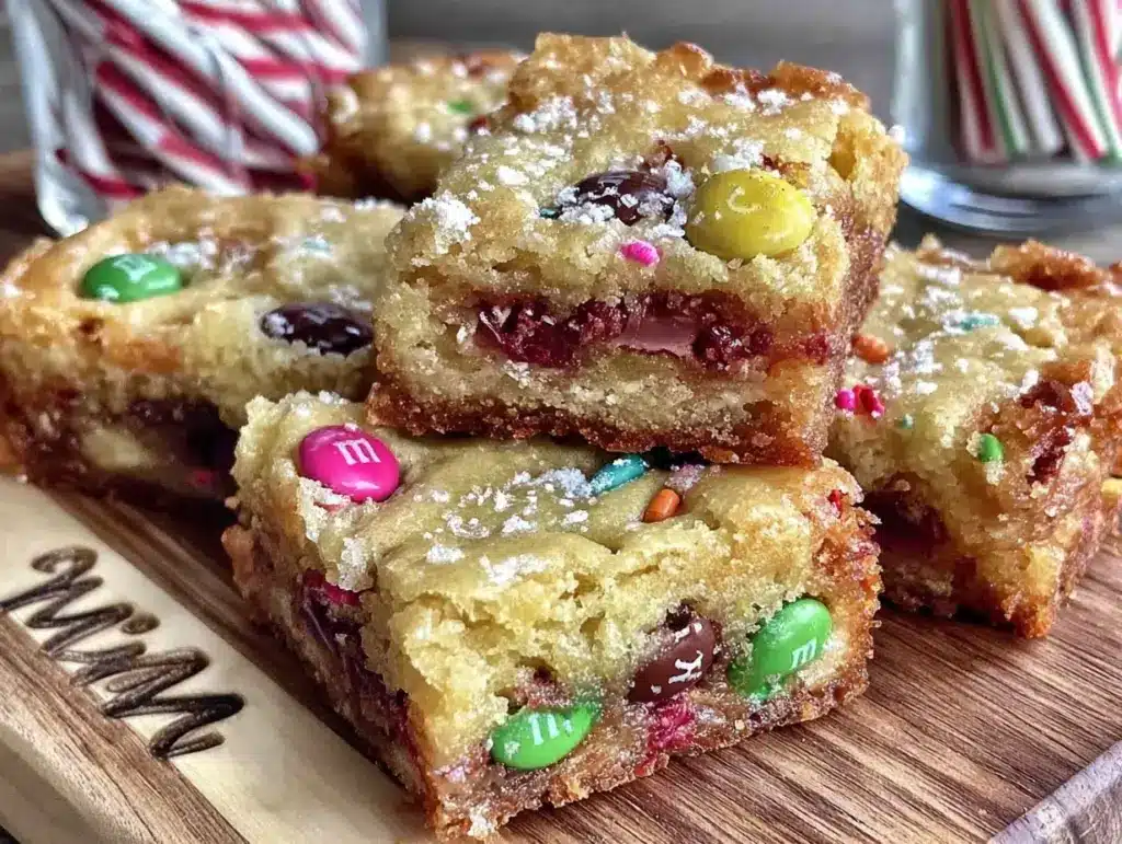 chewy mini M&M funfetti blondie bars - featured image