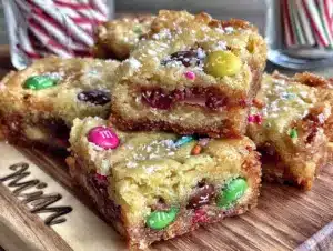 chewy mini M&M funfetti blondie bars - featured image