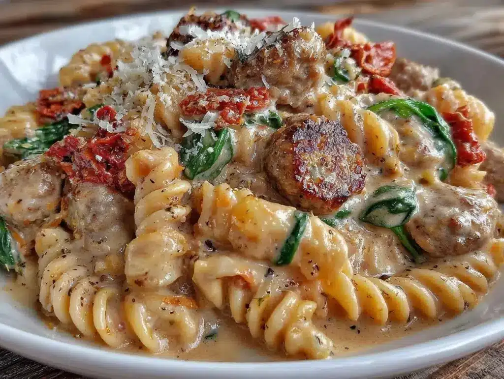 creamy dump-and-go tuscan white bean sausage pasta - featured image