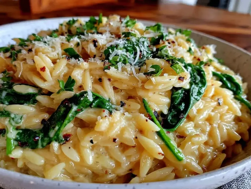creamy garlic parmesan orzo - featured image
