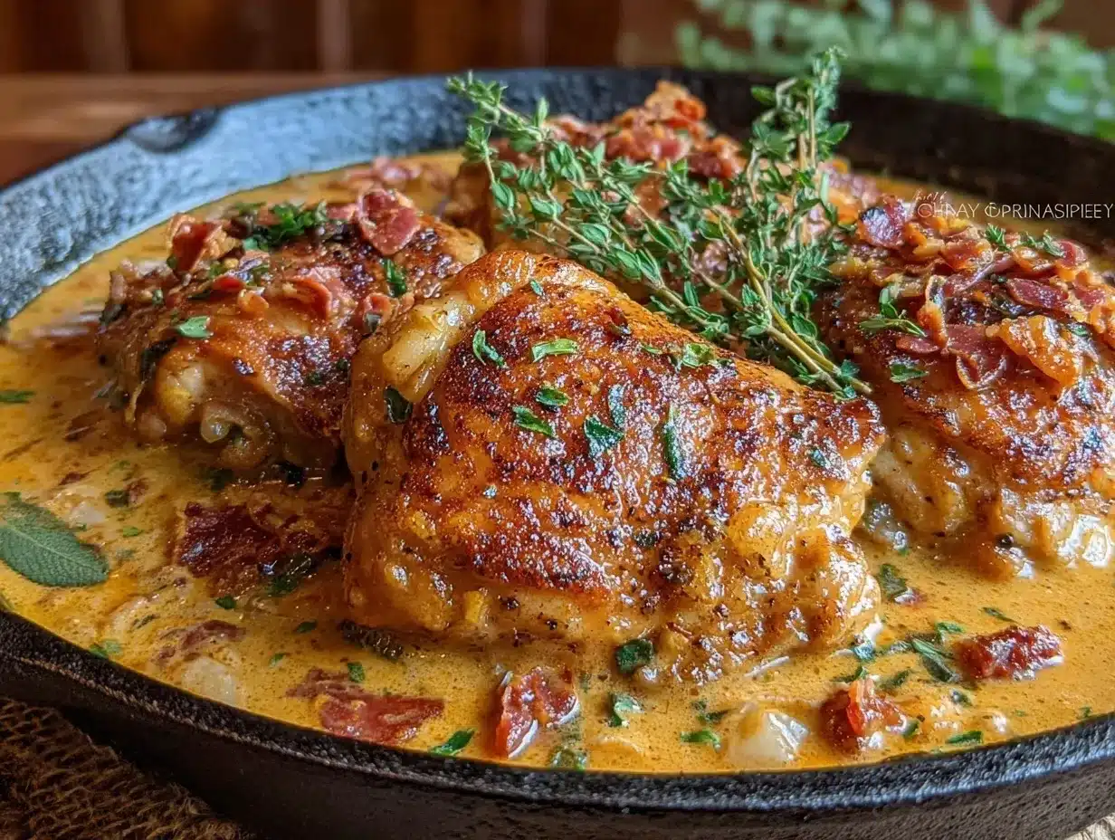 creamy one-pan chicken thighs preparation steps