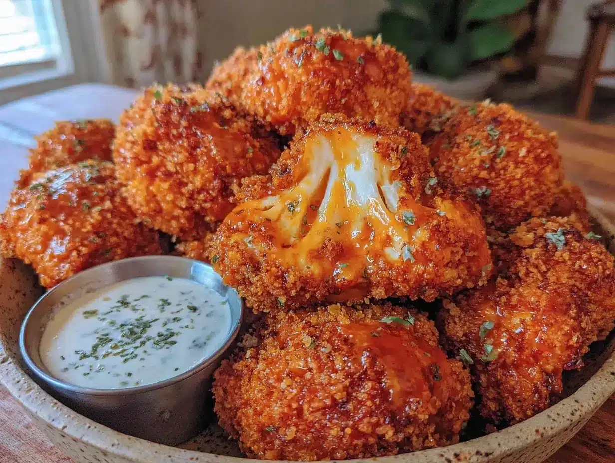 crispy buffalo cauliflower bites preparation steps