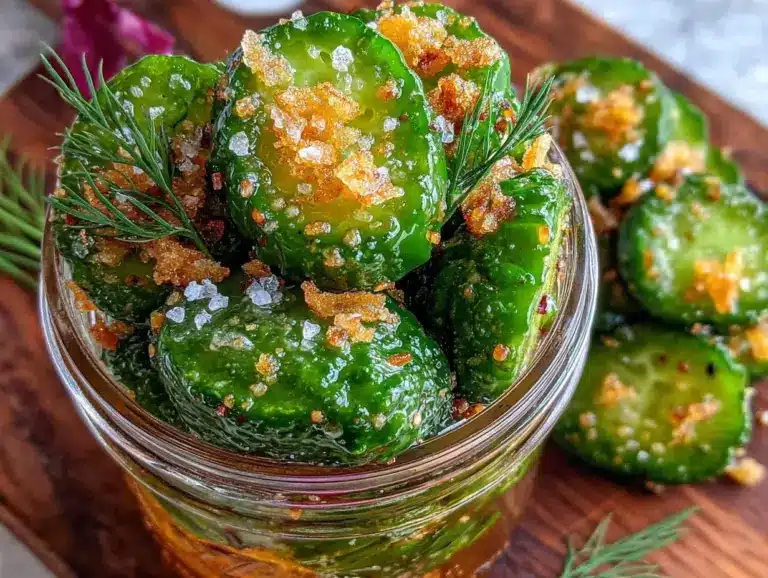 crispy garlic dill refrigerator pickles - featured image