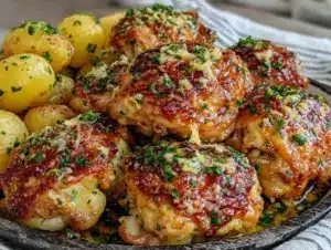 crispy one-pan lemon garlic butter chicken thighs - featured image