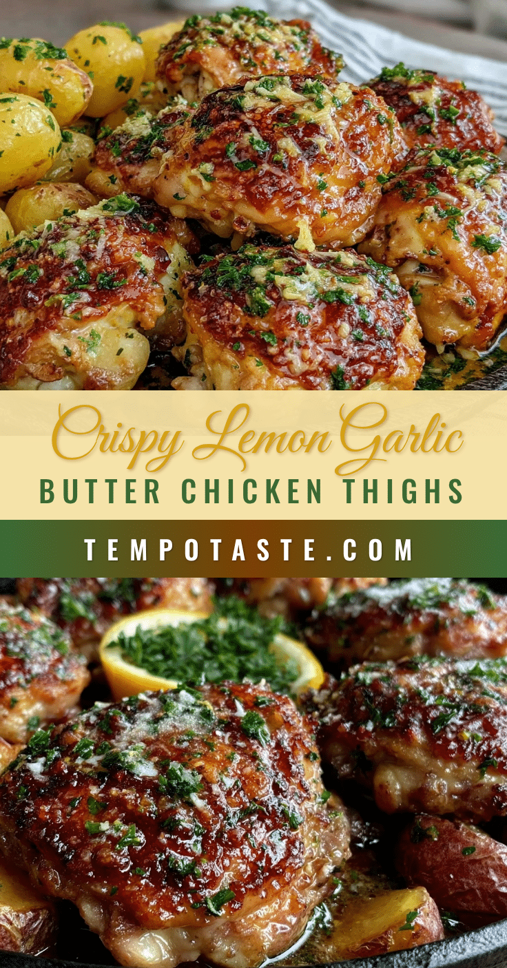crispy one-pan lemon garlic butter chicken thighs recipe
