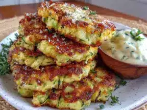 crispy parmesan zucchini fritters - featured image