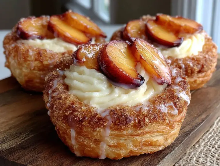 crispy peach cream cheese danish - featured image