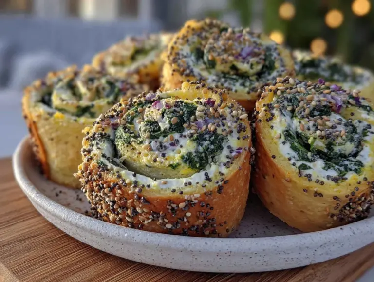 everything bagel cream cheese spinach pinwheel wraps - featured image