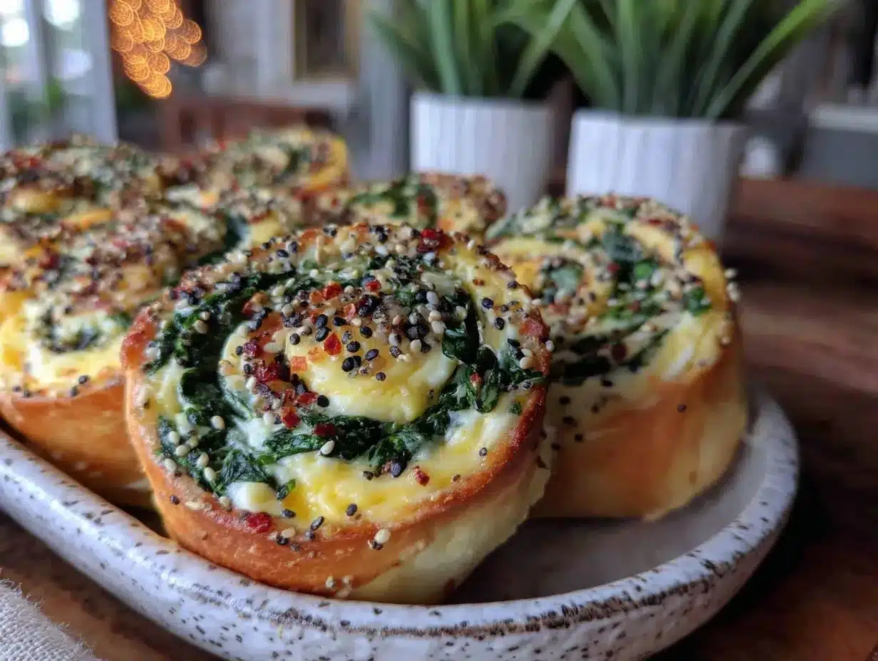everything bagel cream cheese spinach pinwheel wraps preparation steps