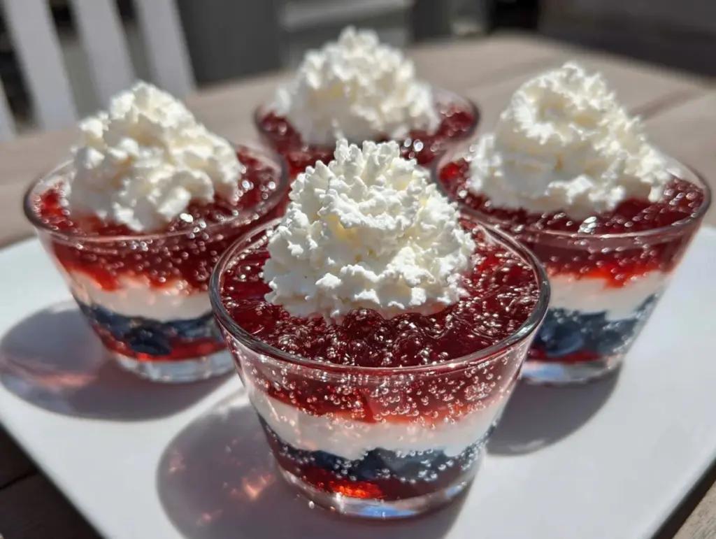 Festive Red White and Blue Layered Jello Cups - featured image