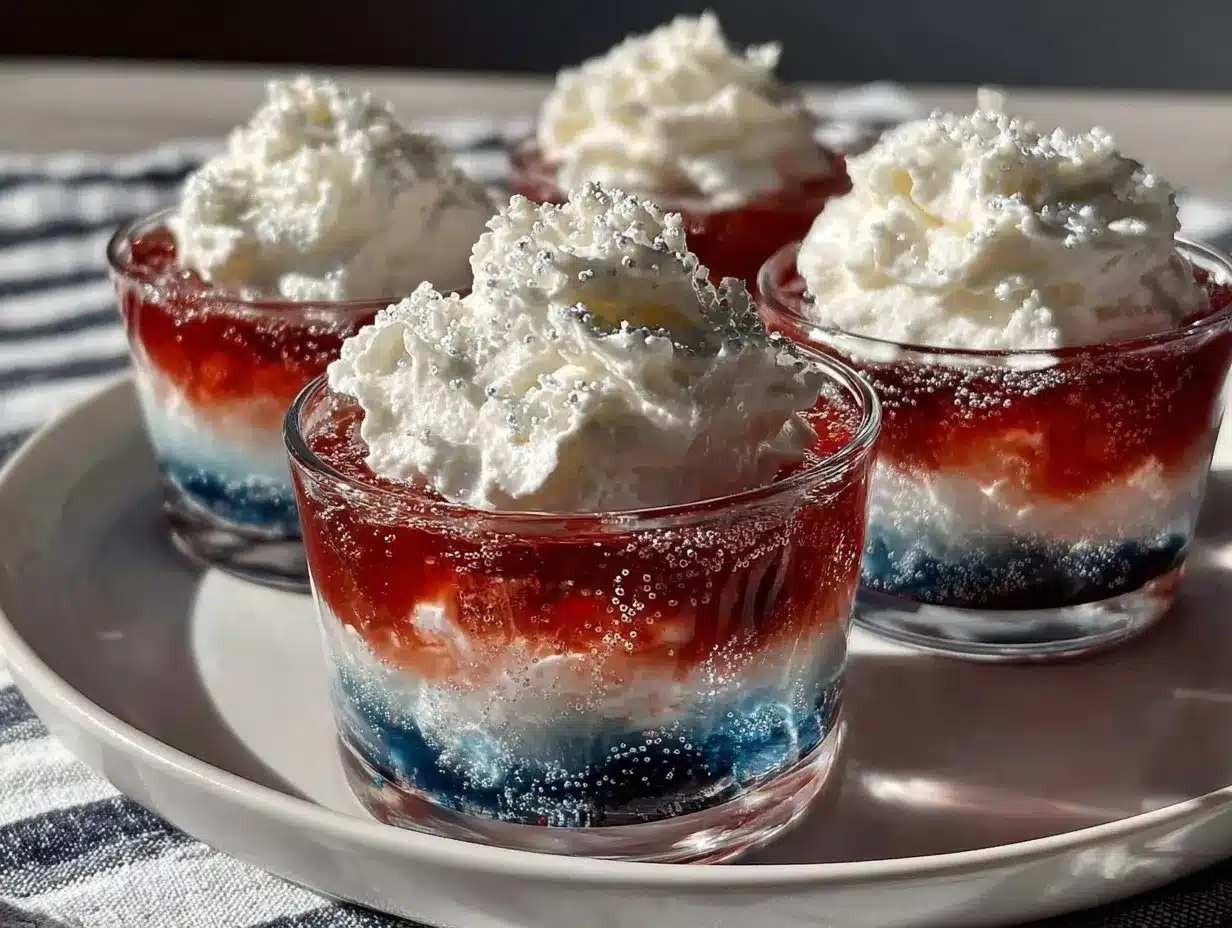 Festive Red White and Blue Layered Jello Cups preparation steps