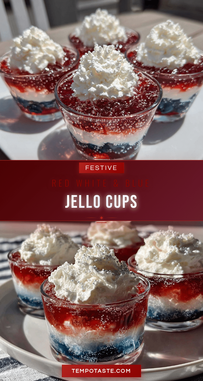 Festive Red White and Blue Layered Jello Cups recipe