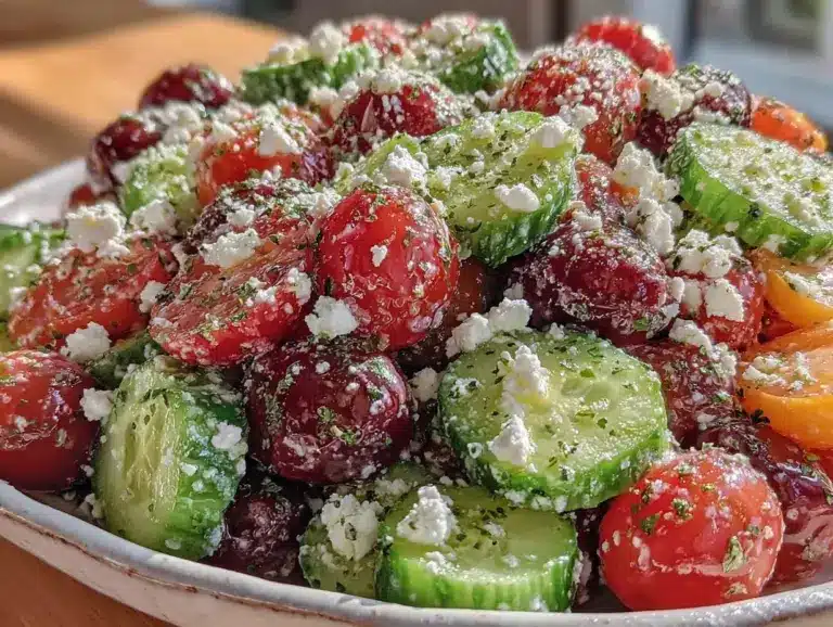 Greek cucumber tomato feta salad - featured image