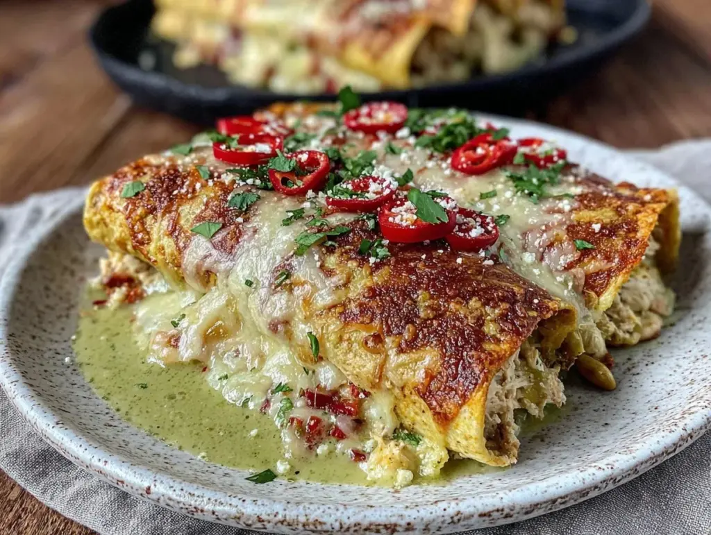 hatch green chile chicken enchiladas - featured image