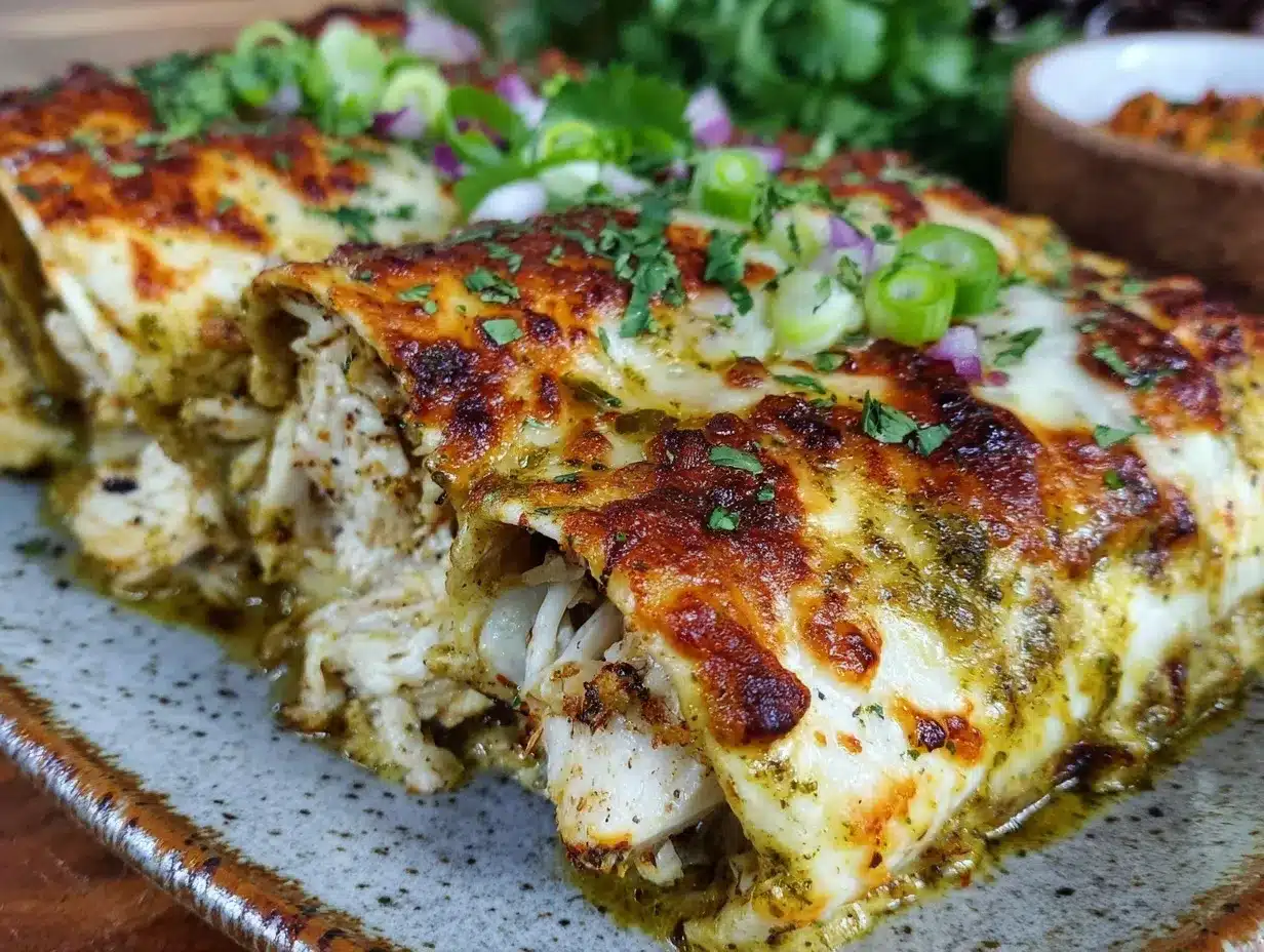 Hatch green chile chicken enchiladas preparation steps