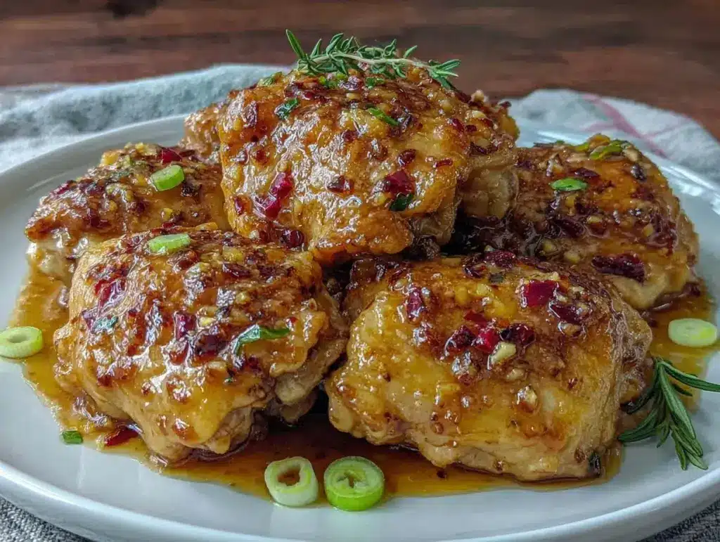 honey garlic crockpot chicken thighs - featured image