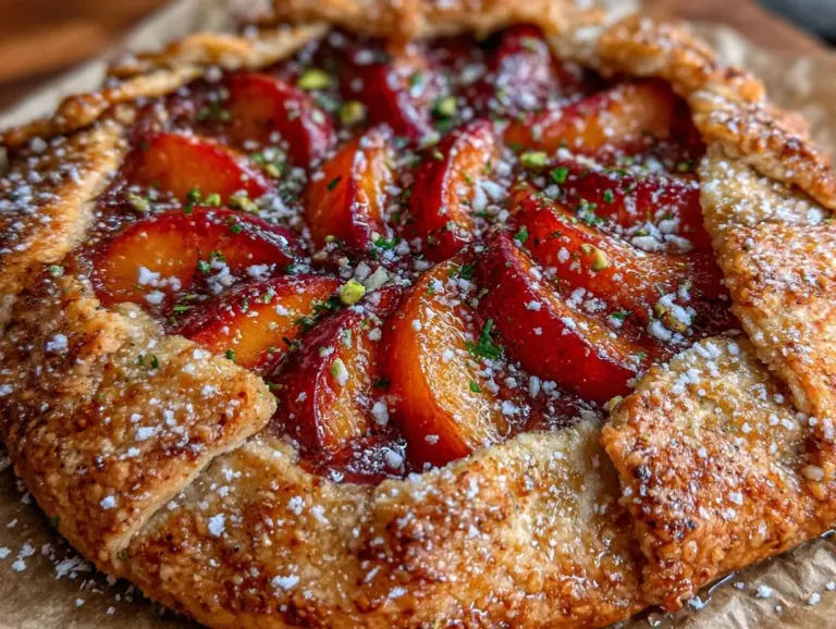 honey glazed fresh peach galette - featured image