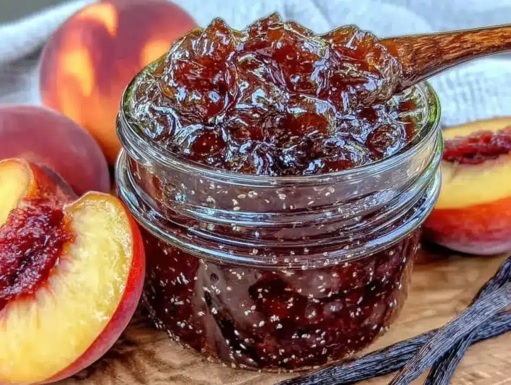 honey vanilla peach jam - featured image