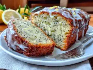 moist lemon poppy seed loaf cake - featured image