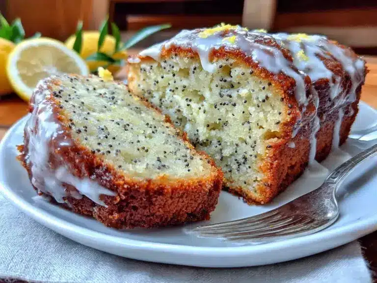 moist lemon poppy seed loaf cake - featured image