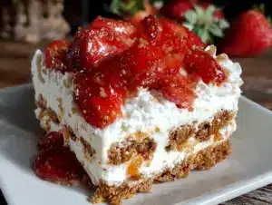 no bake strawberry cheesecake icebox cake - featured image