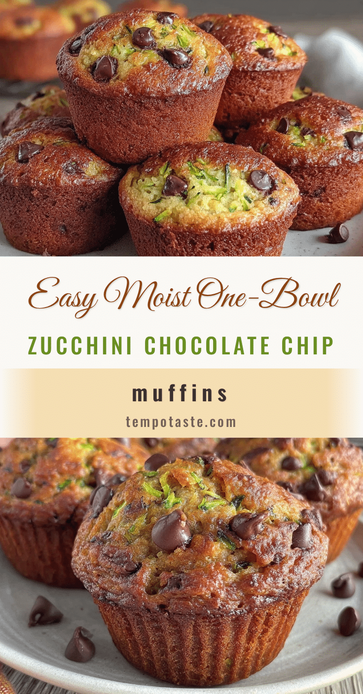 one-bowl chocolate chip zucchini muffins recipe