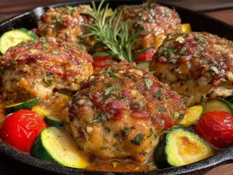 one-pan lemon herb boneless chicken thighs - featured image