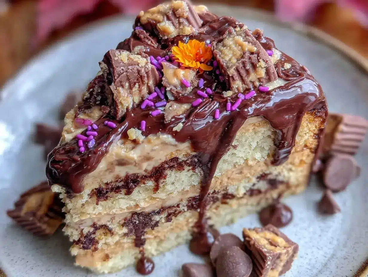 Reeses peanut butter Halloween layer cake preparation steps