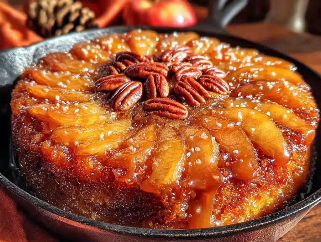Salted Caramel Apple Upside-Down Skillet Cake - featured image