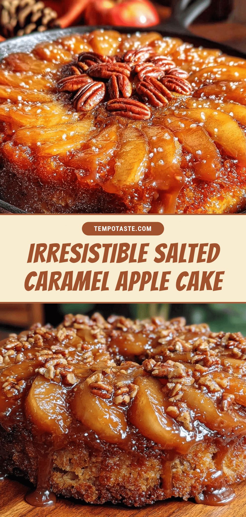 Salted Caramel Apple Upside-Down Skillet Cake recipe