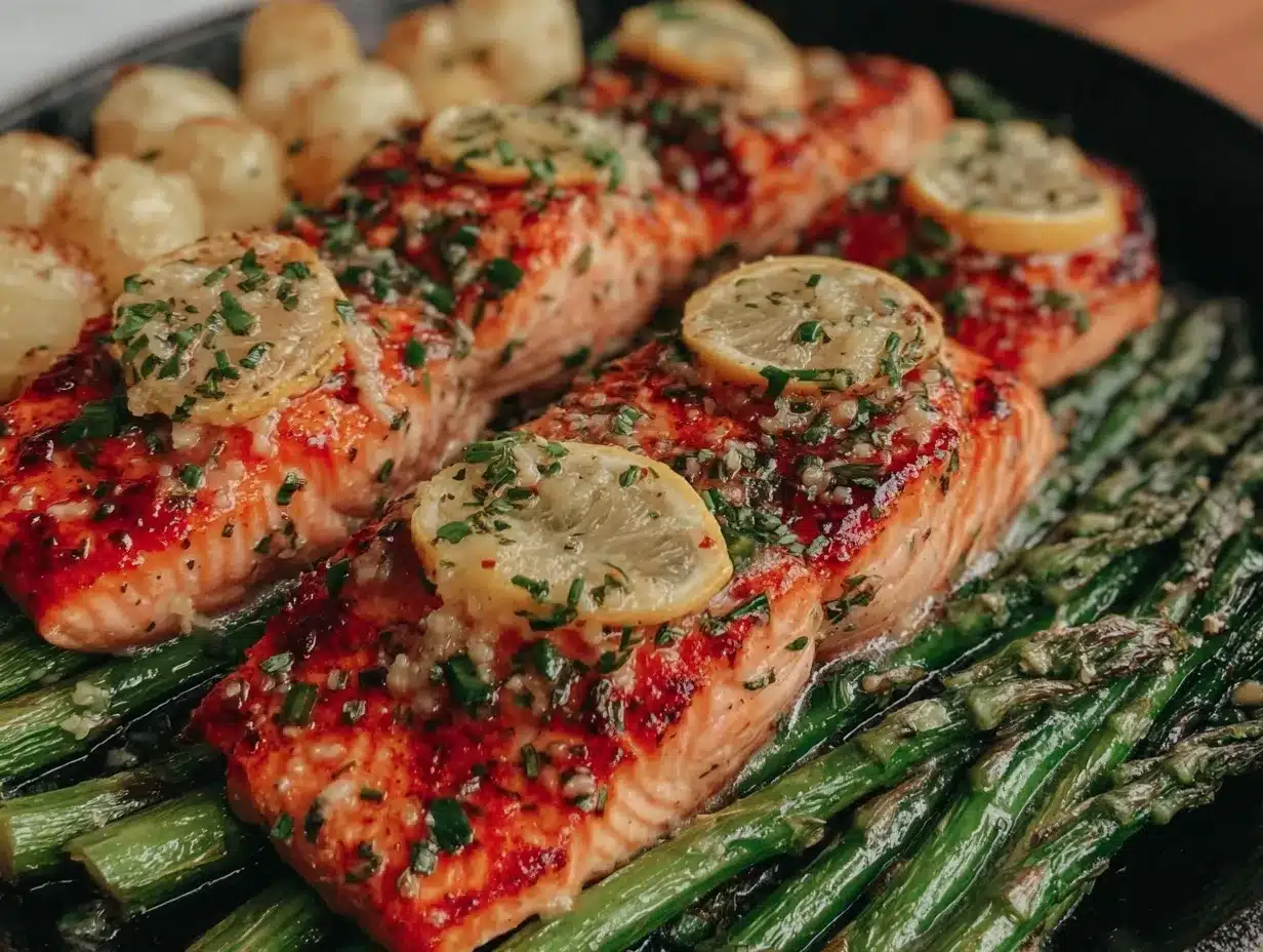 sheet pan salmon recipe preparation steps