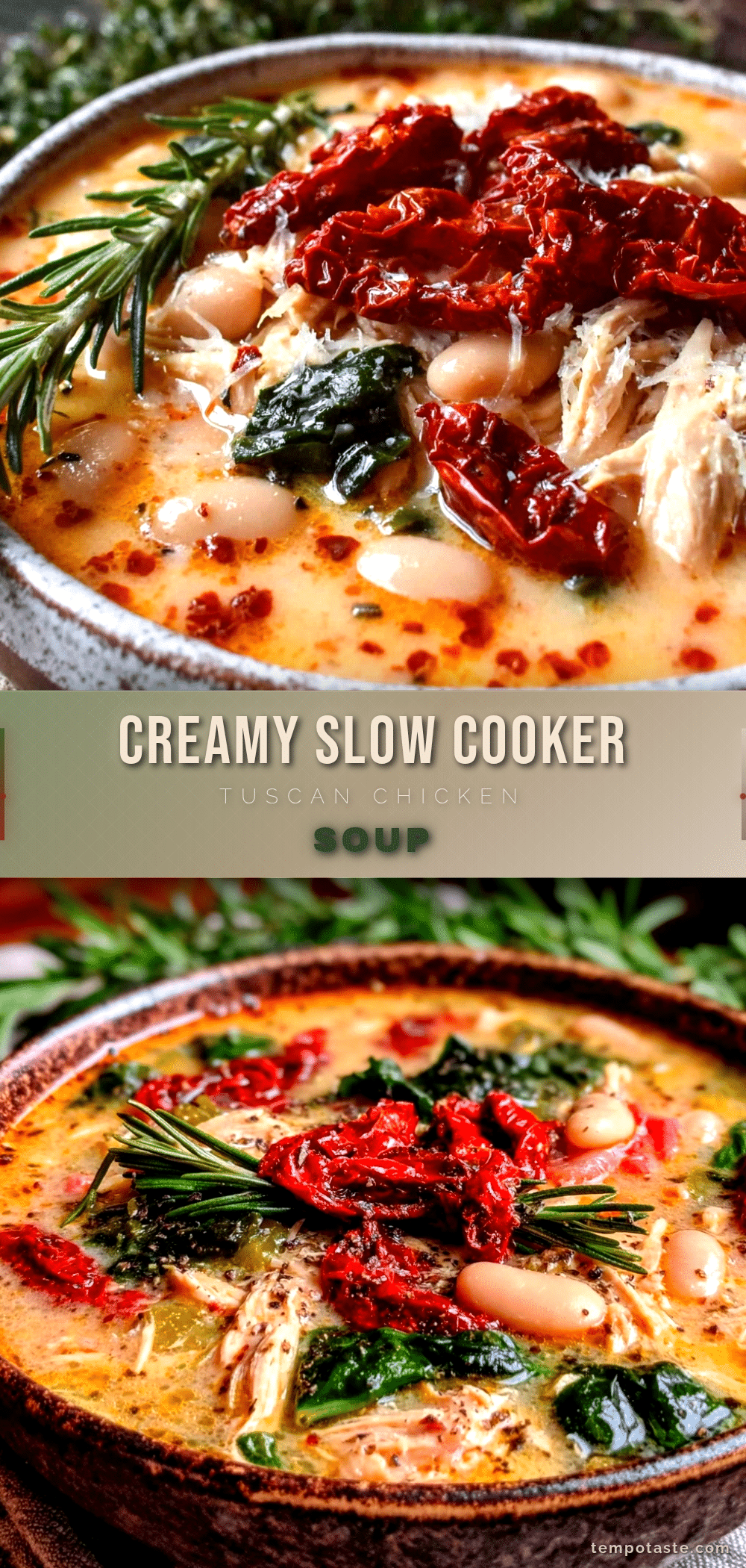 slow cooker Tuscan white bean chicken soup recipe