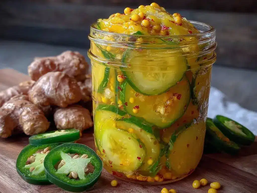 spicy bread and butter jalapeño refrigerator pickles - featured image
