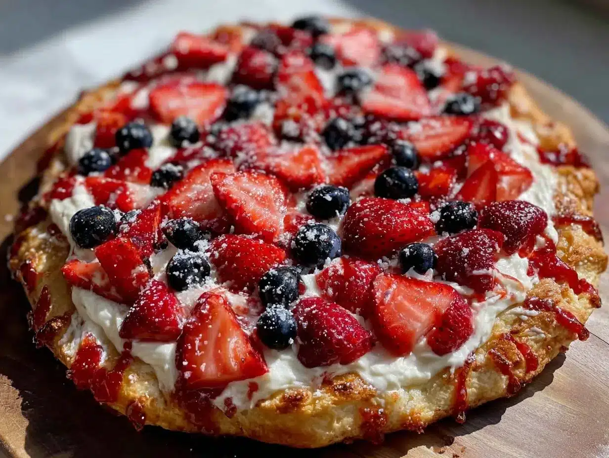 Strawberry Blueberry Flag Fruit Pizza preparation steps